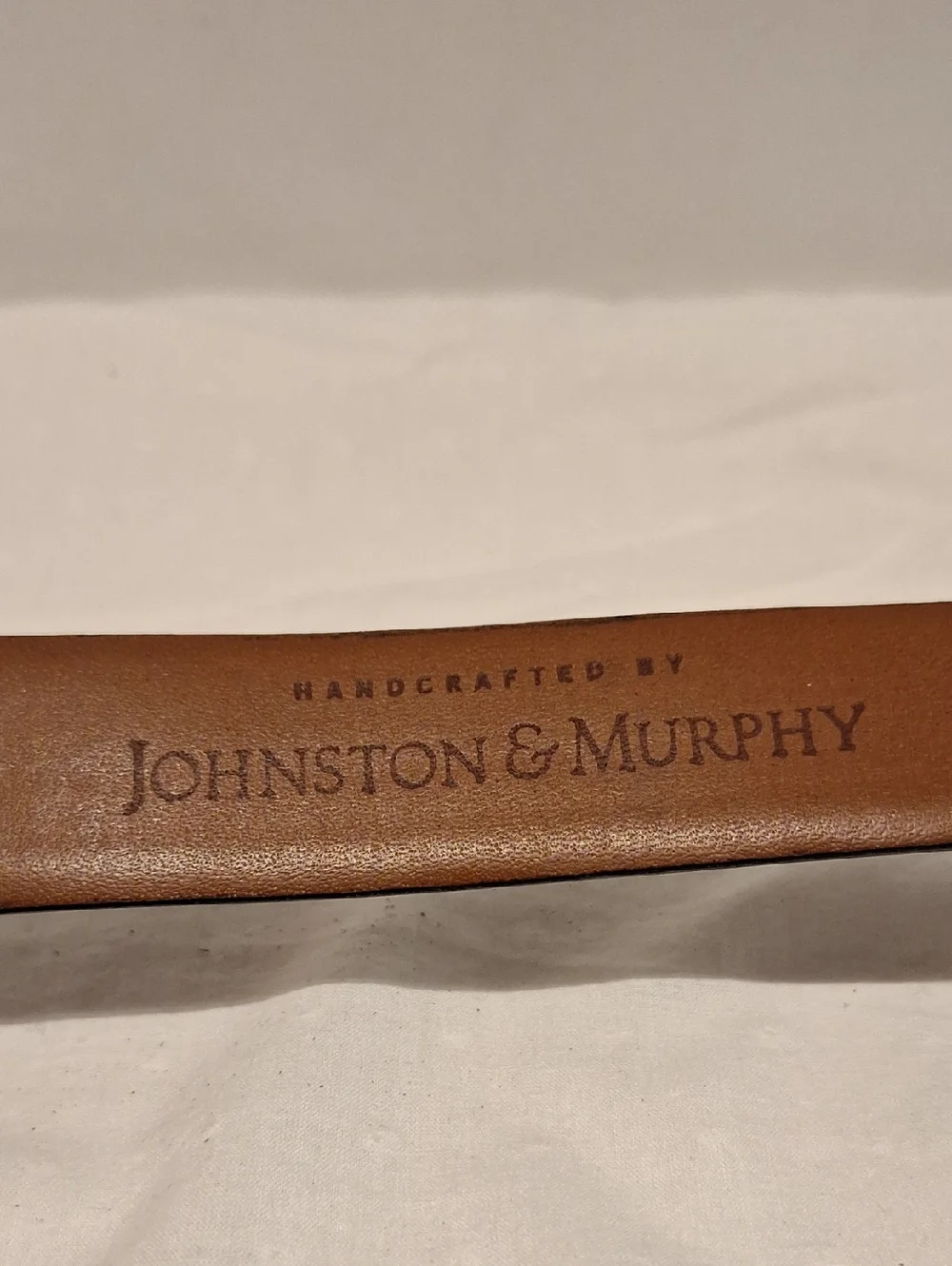 Handcrafted By Johnston & Murphy Classic Black Leather Men's Belt Silver Buckle